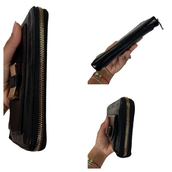 Authentic Chloe Wallet Long Lily Zip Around Black Leather Vintage Purse - Picture 8 of 12